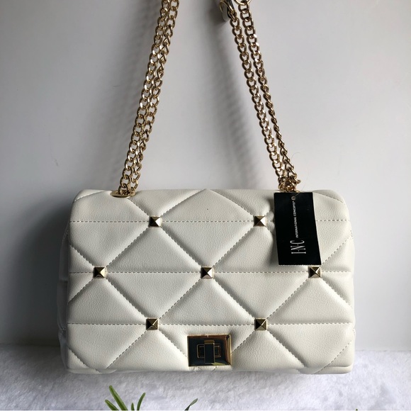 INC International Concepts Ajae Quilted Studded Crossbody Bag, Vanilla,  NWT - Picture 1 of 8